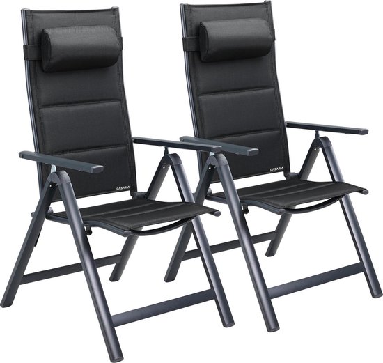 Casaria Tuinstoel Set van 2 - Aluminium Inklapbaar 7 Standen - Antraciet van Casaria