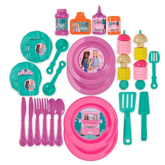 Cefa Toys Barbie Glamping Camping En Barbecuekoffer Roze van Merkloos