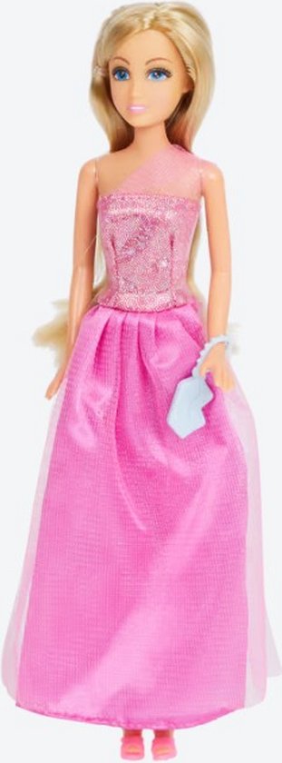 Chloe Girlz (barbie)pop 29cm Blond Haar Roze Avondjurk van Merkloos