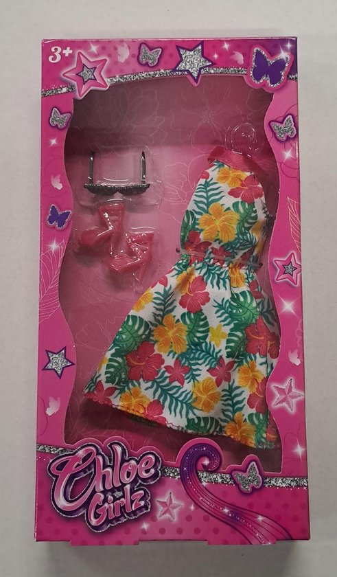 Chloe Girlz Poppenkleding Bloemenjurk van Merkloos