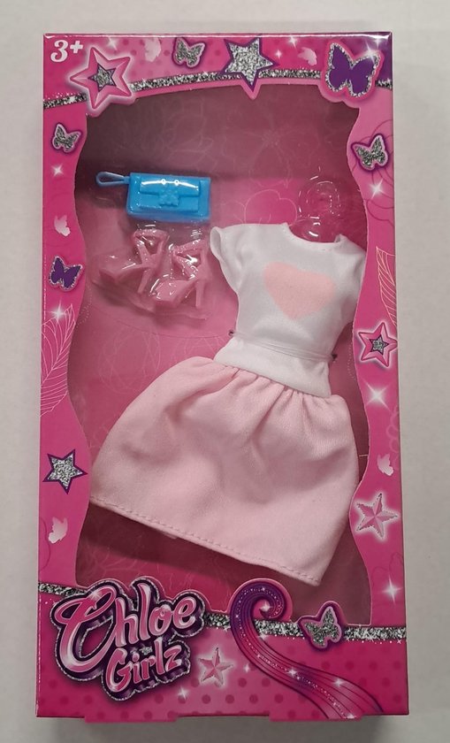 Chloe Girlz Poppenkleding Zomerjurkje met Hart van Chloe Girlz