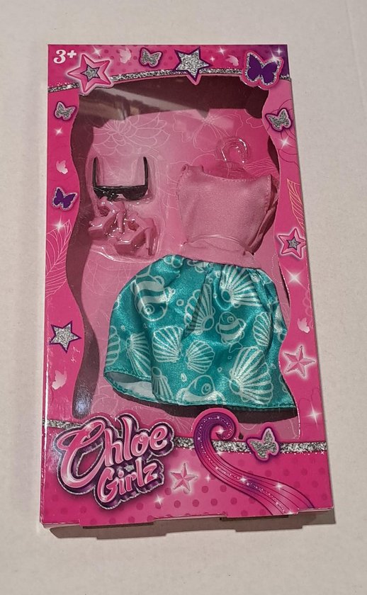 Chloe Girlz Poppenkleding Zomerjurkje Schelp van Merkloos
