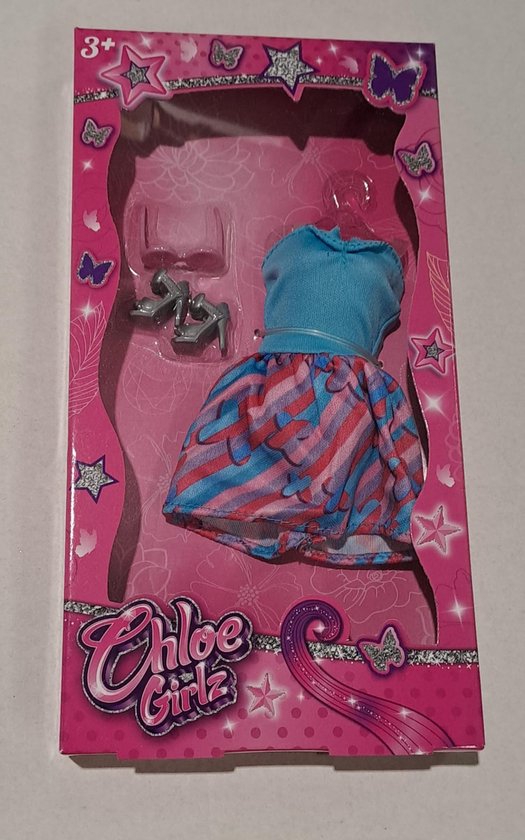 Chloe Girlz Poppenkleding Zomerjurkje Vlinder van Merkloos