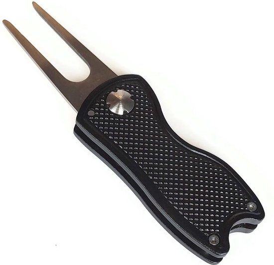 CHPN - Pitchfork - Metaal - Pitch fors - Baanreparatie - Golf Accessoire - Golf Marker - Zwart - Magnetische marker - Uitklapbare pitchfork - Golf - Grasmat repareren - Pitchmark van CHPN