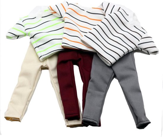 Complete Poppenkleding Set Jongen - 3 Sets Geruite Korte Mouw Shirts, Broeken en Schoenen voor 30 cm Pop van Merkloos