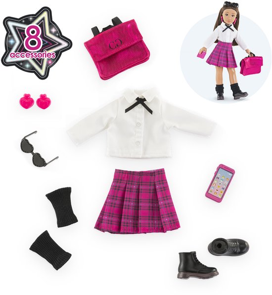 Corolle Girls Engelse student poppenkleren - mode accessoires set 28 cm. van Merkloos