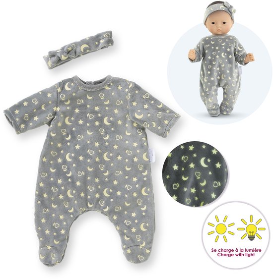 Corolle poppen pyjama en hoofdband 30cm - glow in the dark babypop kleding. van Merkloos