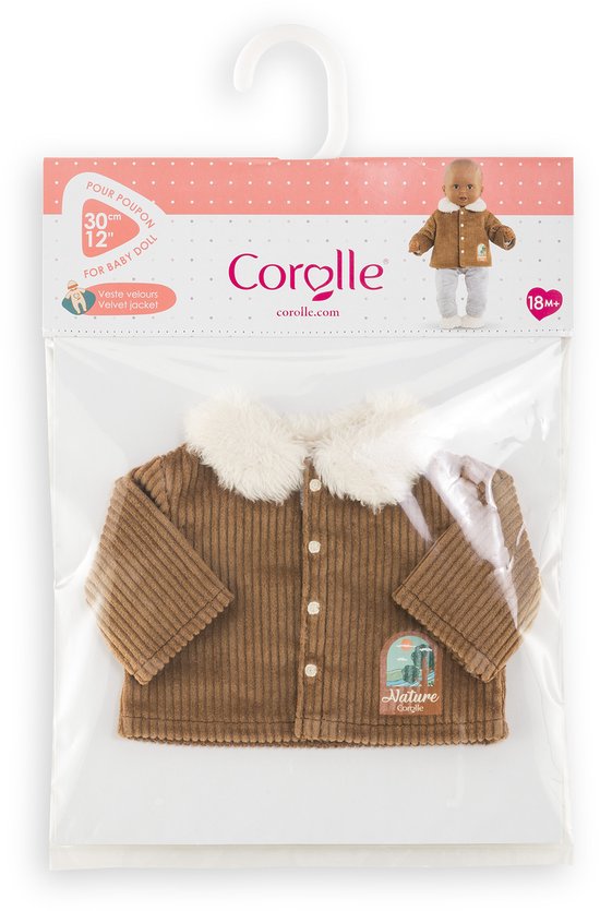Corolle poppenjasje velours Kleine Ontdekker 30cm bruin fleece.