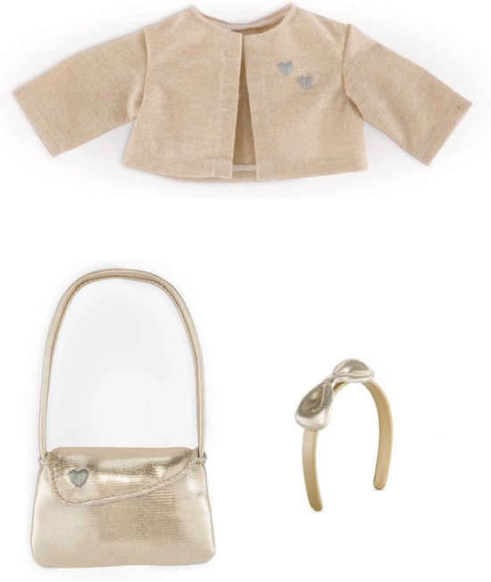 Corolle poppenkleertjes jasje goud + handtas + diadeem - voor pop ma corolle van Merkloos
