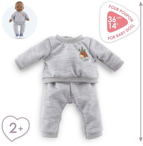 Corolle poppenkostuum joggingpak grijs 36cm - zachte poppenkleding. van Merkloos