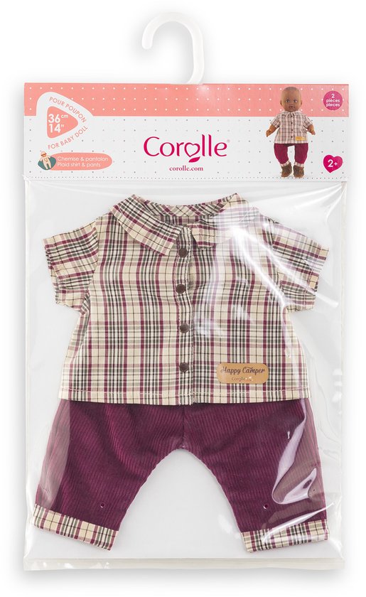 Corolle poppenoutfit geruit shirt en broek voor 36cm poppen. van Merkloos