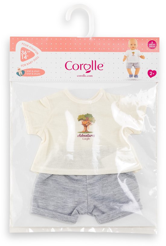 Corolle poppenoutfit T-shirt en korte broek babypop 36cm grijs. van Merkloos