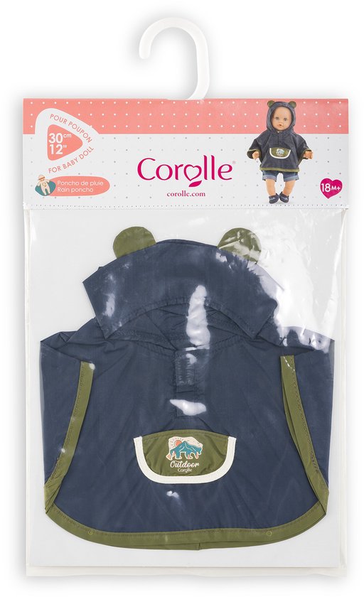 Corolle Regenponcho poppenkostuum Kleine Ontdekker 30cm blauw. van Merkloos