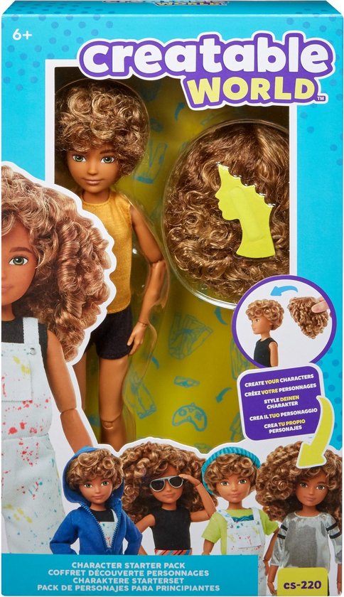 Creatable World Character Starter Kit 4 Honey Brown Curly - Genderneutrale Pop van Mattel