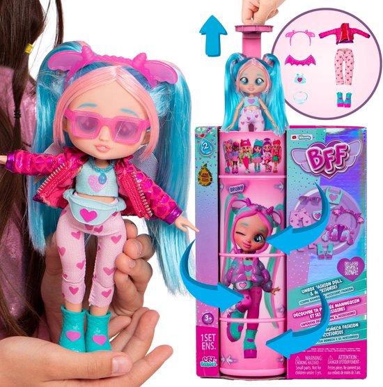 Cry Babies BFF - Modepop BRUNY Tiener + accessoires, ORIGINELE pop GROOT 20 cm van Merkloos