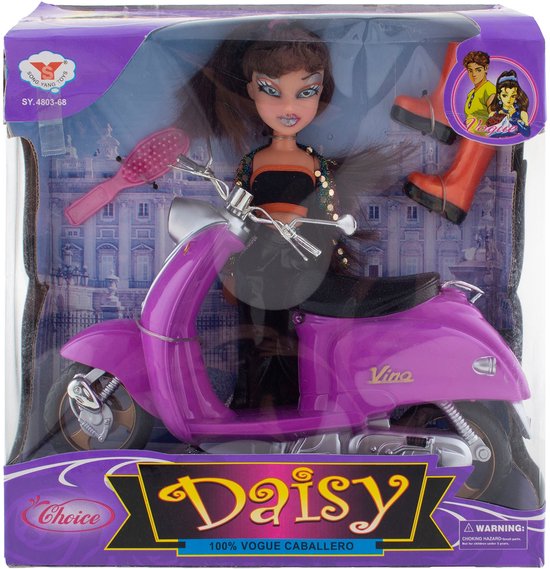Daisy modepop met scooter