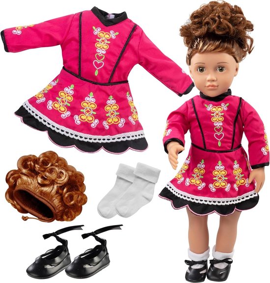 Danspop Outfit - Poppenkleding Set - Poppen Aankleden - Handgemaakte Kwaliteit - 4 Delig - Rood