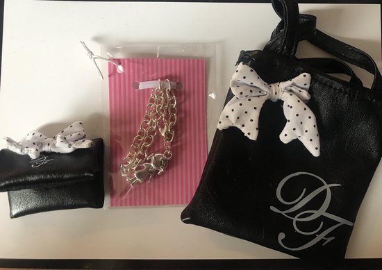 DesignaFriend accessoire Shopperbag + clutch & bedelarmband voor pop & kind van Designa