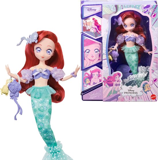 Disney Collector Prinses Zeemeermin Ariël - Mangapop en accessoires - Beweegbaar en verzamelobject van Disney