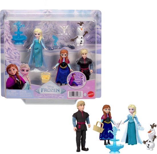 Disney Frozen Anna en Elsa Personageset - met 4 kleine poppen en 4 accessoires