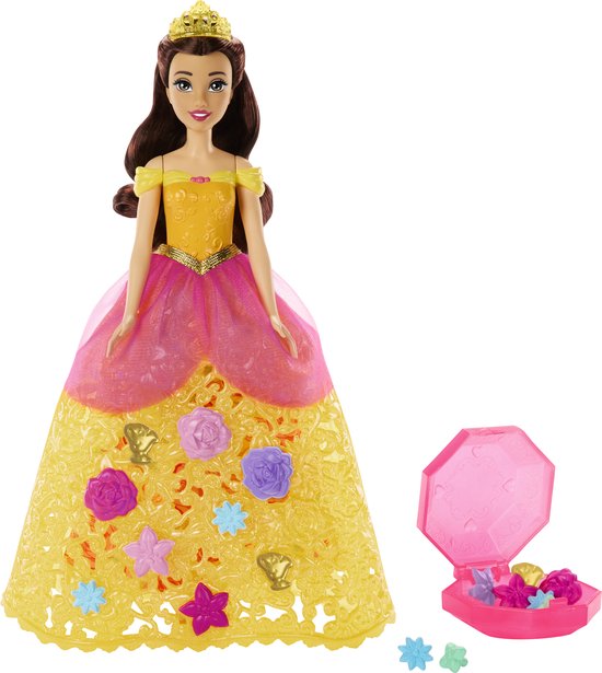 Disney Princess Disney Prinses Belle in Bloemenjurk Pop van Merkloos