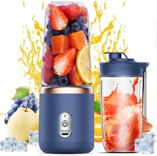 Draagbare USB Smoothie Maker 400ml met 6 Messen - Compacte Mini Mixer voor Reizen, Sportschool en Thuis van BluMill