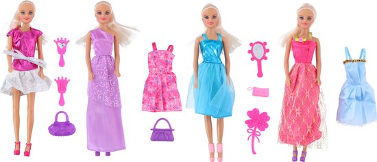 Eddy Toys Poppenset - 4 Poppen - 29 CM - Met Accessoires van Eddy Toys