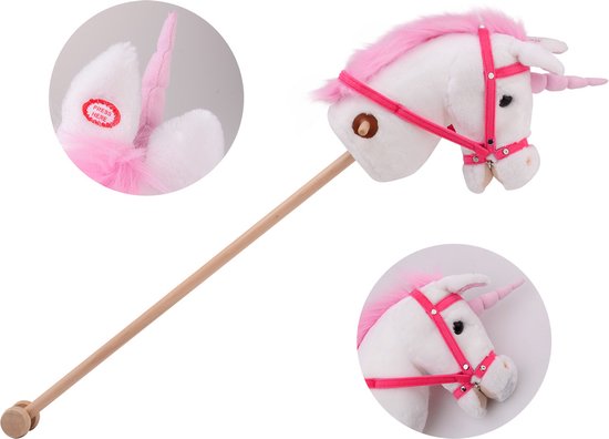 Eenhoorn stokpaard met geluid H98cm ( inclusief batterij LR44 - AG13 ) hobby horse van Kids Globe