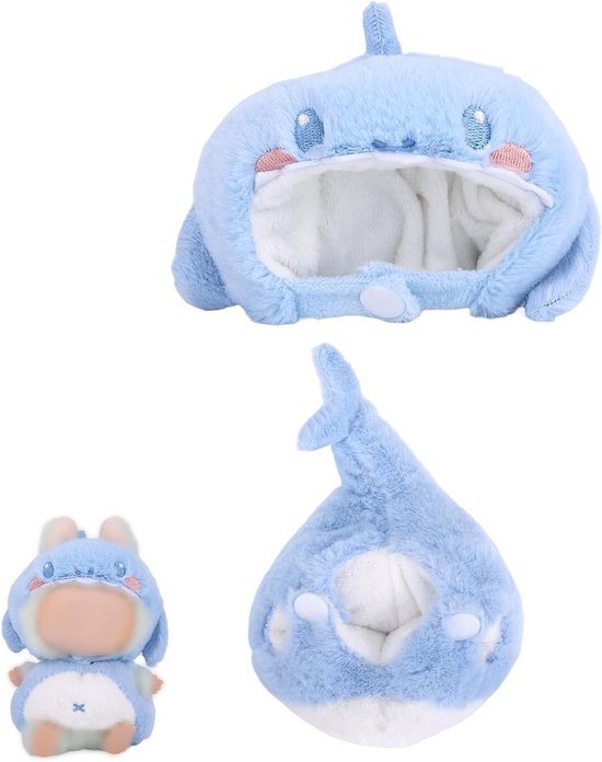 EGoods - Poppenoutfit Set met Blauwe Haaien Design en Accessoires - Schattige en Stijlvolle Dierenkleding - Voor 17 cm Poppen van Merkloos