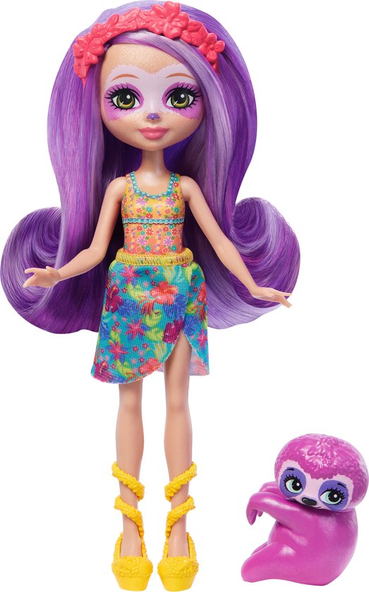 Enchantimals Sunshine Island Met Luiaard Huisdier Minipop Roze van Enchantimals