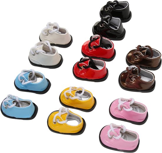 Exquise PU Leren Schoenen voor 20 cm Poppen, 7 Paar Transparante Leren Schoenen voor Mode en Gezinsbijeenkomsten