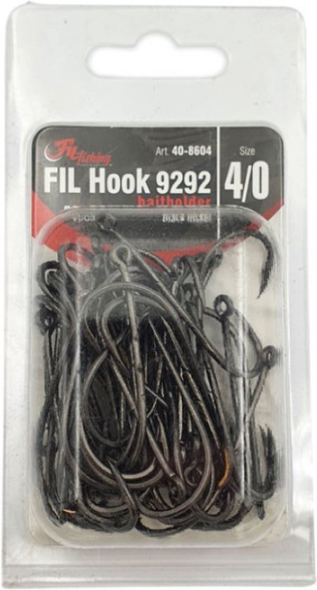 Fil Hook 9292 'Baitholder' - Haakmaat 1/0 - 50 stuks - Zeevishaken - Roofvis Haken - Vishaak van Fil Hook
