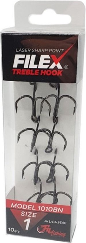 Filex Treble Hook - Haakmaat #6 - 10 stuks - Zwart - Roofvis Dreggen - Dreghaak voor Roofvissen - Kunstaas & Doodaas Haak van Filex