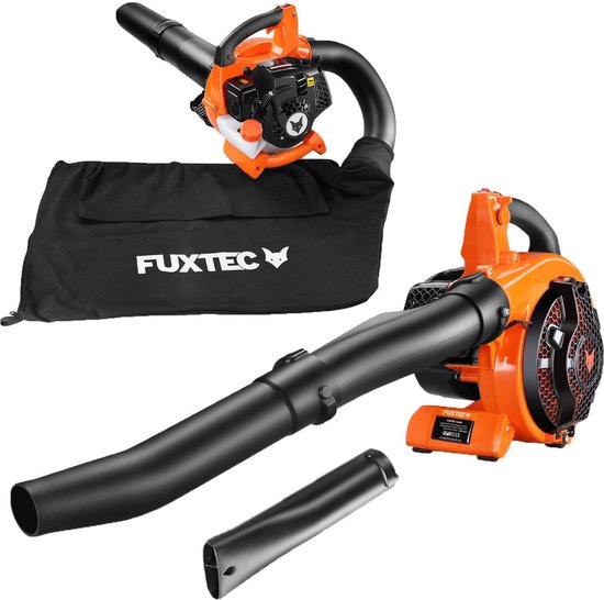 FUXTEC Bladblazer Benzine - Bladzuiger - Blaasfunctie - Zuig en Versnipperfunctie - 45 l Opvangzak - 4 in 1 - 26cc 2-takt - 255 km/h - FX-LBS126 van FUXTEC