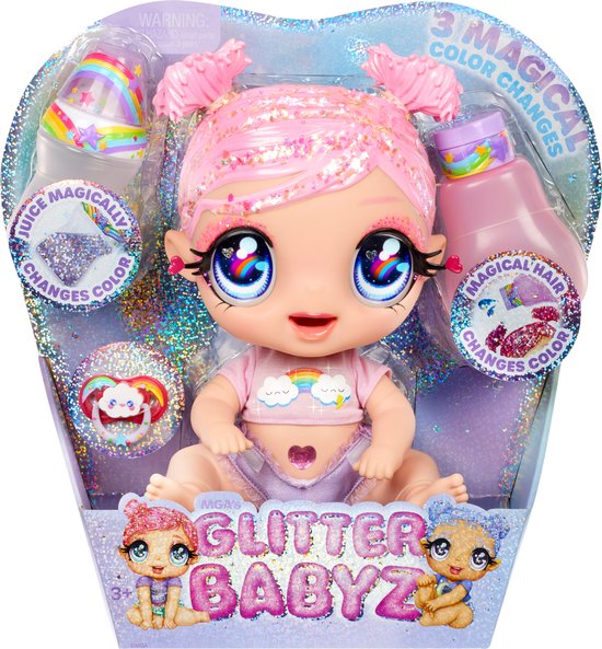 Glitter Babyz Doll Series 2- Dreamia Stardust (Pink/Rainbow) - Babypop van Merkloos