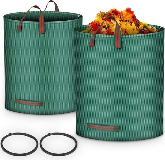 Goliving Tuinafvalzak - Set van 2 - 2x 280 liter - Tuinafvalzakken opvouwbaar - Tuinzak - Tuinafvalemmer - Groen van Goliving