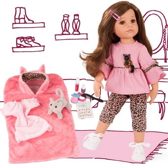 Götz modepop Hannah met haar poesje 50cm van Merkloos