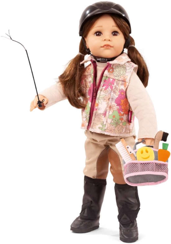 Gotz pop [3 jaar +] Hannah donker haar - pop met hard lijf - Paardenoutfit - 50 cm van Götz