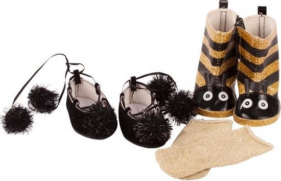 Götz poppenkleding Bumble bee set laarzen, ballerinas en sokjes van Götz