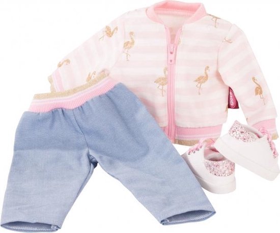 Götz poppenkleding compleet set flamingo voor sta poppen van 45-50cm van Merkloos