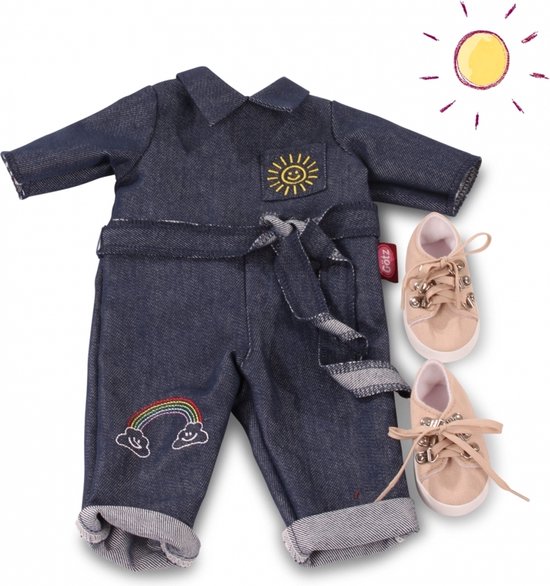 Götz poppenkleding denim jumpsuit met canvas schoentjes voor pop van 45-50cm van Götz