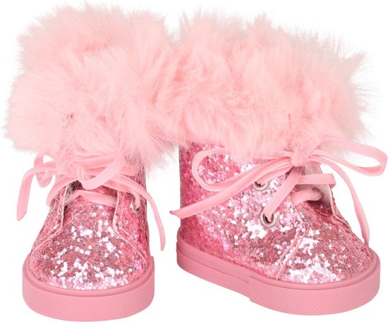 Götz poppenkleding winterboots met glitters en bont voor poppen van 42-50cm