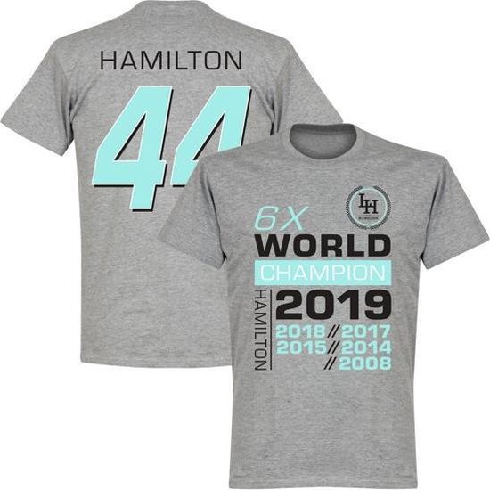 Hamilton 44 6x Wereldkampioen T-Shirt - Grijs - 3XL van Hamilton