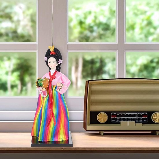 Handgemaakte Koreaanse Lappenpop in Hanbok Stijl voor Woondecoratie