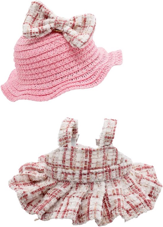 Handgemaakte Poppenkleding Set (3-delig) voor 17 cm Poppen in Puur Roze van Merkloos