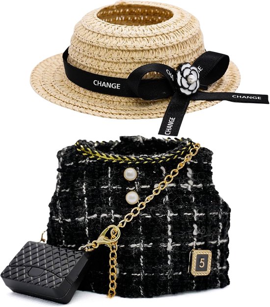 Handgemaakte Poppenkleding Set voor 17 cm Poppen - Chic 3-Delig Met Hoed en Tas van Merkloos
