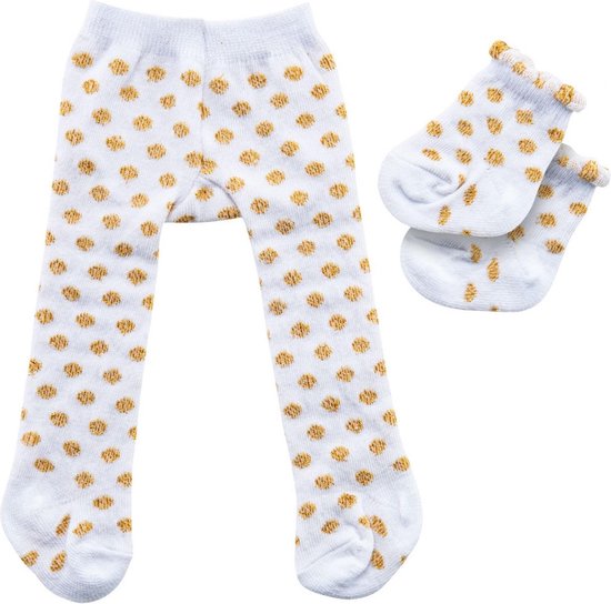 Heless Poppenmaillot En Sokken Polyester Goud/wit 35-45 Cm van Heless