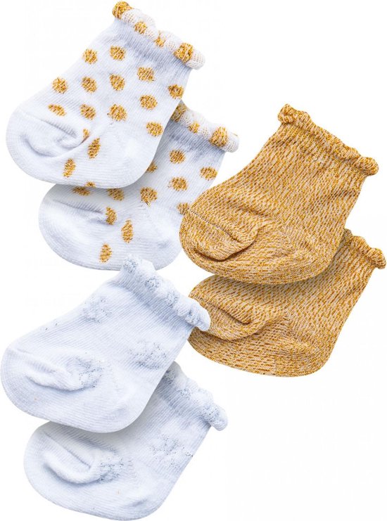 Heless Poppensokken Polyester Wit/goud 3 Paar 28-35 Cm van Heless