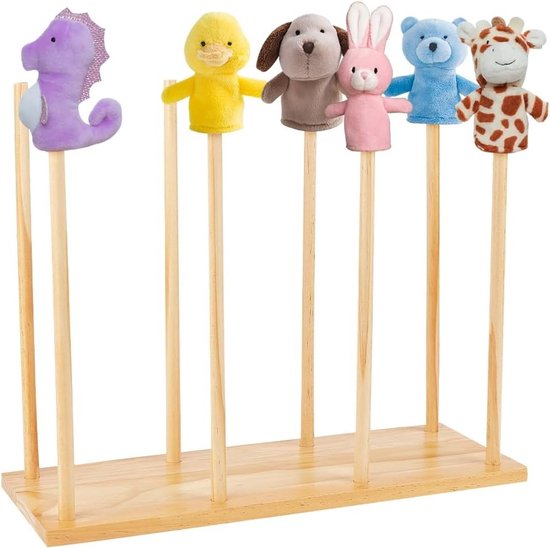 Houten poppenstandaards (geschikt voor maximaal 8 poppen) Navajo witte educatieve houten poppendisplayhouder anti-kneuzing handpoppen opbergrek poppen DIY knutselwerk