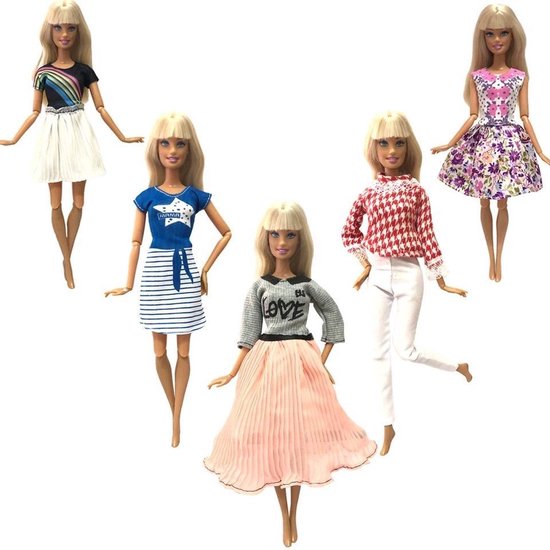 Isa's Friends® Poppenkleertjes - 5 Outfits voor poppen - Geschikt voor o.a Barbie - Setje 'Mila' van Isa's friends